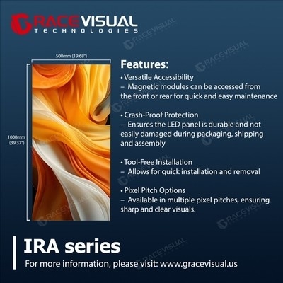 IRA Série P2.97 Indoor Rental LED Display 500×1000/500×500 mm Painéis 600 nits Brilho 7680 Hz Refresh Manutenção frontal/ traseira sem ferramentas