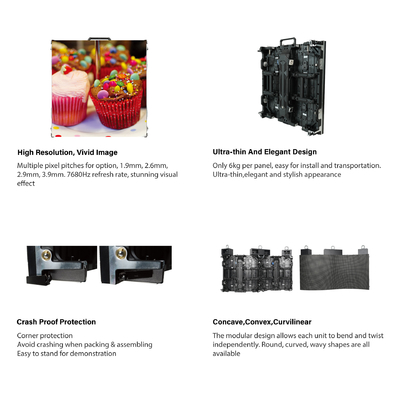7680hz Série IRCF Painéis LED flexíveis para interiores Classificação IP Frente / traseiro IP40 / IP21 para visuais nítidos