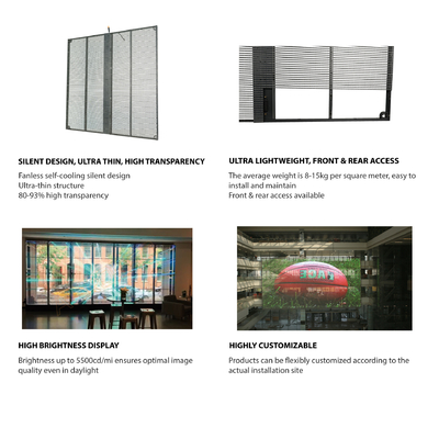 Série TSF, Display LED transparente para instalações internas, design de painel ultra fino, leve