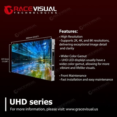 Exibição LED da série UHD, taxa de atualização de 7680Hz, pitch de pixel fino, suporta resoluções 2K / 4K / 8K para aplicações high-end