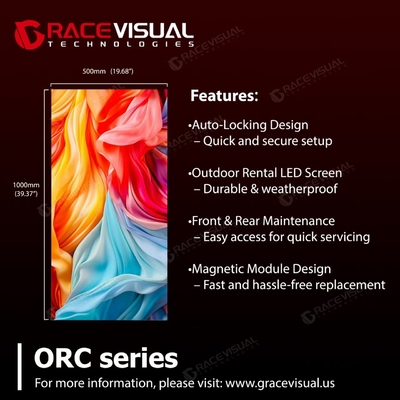 Painel LED de aluguel ao ar livre Ponto de visão de pixel de 2,6/2,9/3,9 mm, configuração rápida, serviço frontal e traseiro, bloqueio automático, design modular, espelhamento plano / curvo / de canto sem costura para palco e eventos
