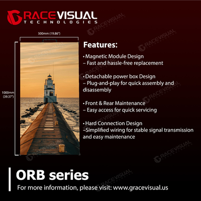 ORB Series Rental LED Video Wall com 2,6 mm 2,9 mm 3,9 mm e 4,8 mm Pitch de pixel Com painéis de 500 × 500 mm e 500 × 1000 mm 7680Hz Refresh Rate e 4500nits Brilho