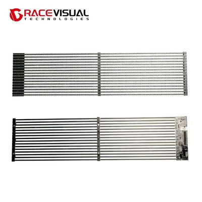 GRACEVISUAL TS-F: Ecrã Inteligente Transparente Ultra-Fino de Alta Luminosidade (600~5500 nits) e alta transparência, nítido em qualquer luz. Painel de alumínio ultraleve (7kg), serviço frontal/traseiro para fácil instalação.