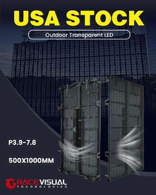 LED transparente exterior. 3,9-7,8mm de pitch de pixels. 500x1000mm gabinete. 7680hz taxa de atualização.